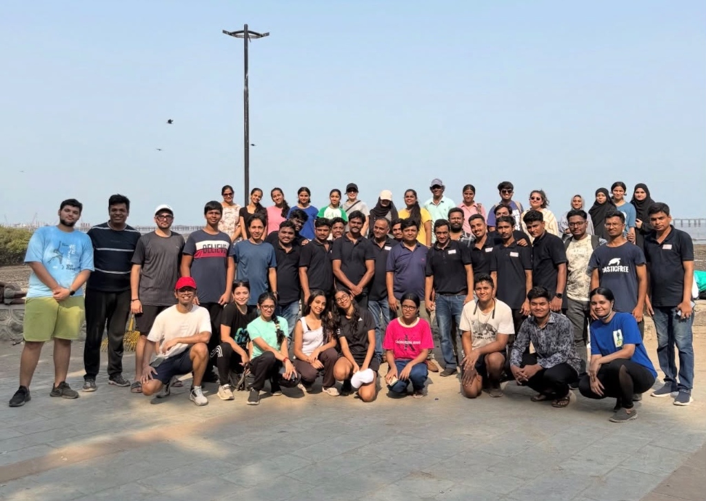A large group of JNM Trust volunteers gathered for a beach cleanup